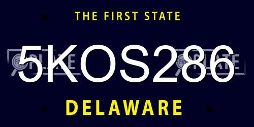 5KOS286 Delaware License Plate