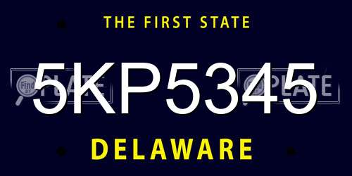 5KP5345 Delaware License Plate