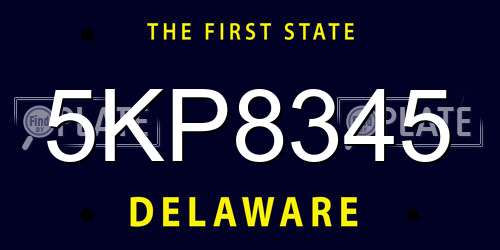 5KP8345 Delaware License Plate