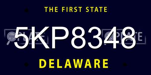 5KP8348 Delaware License Plate