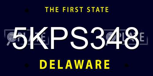 5KPS348 Delaware License Plate