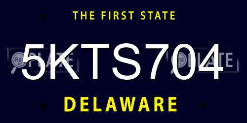 5KTS704 Delaware License Plate