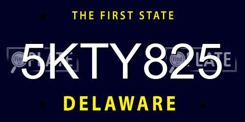 5KTY825 Delaware License Plate