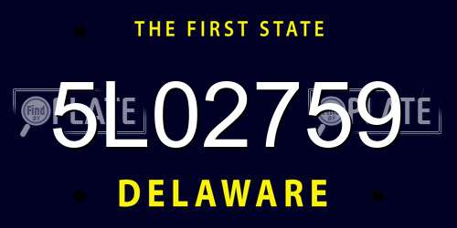5L02759 Delaware License Plate