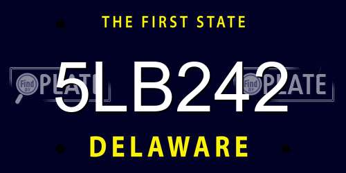 5LB242 Delaware License Plate