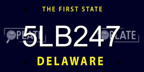 5LB247 Delaware License Plate