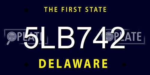 5LB742 Delaware License Plate