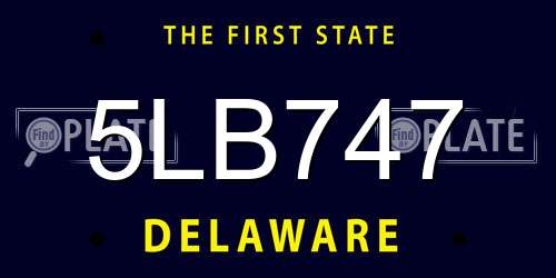 5LB747 Delaware License Plate