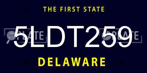 5LDT259 Delaware License Plate
