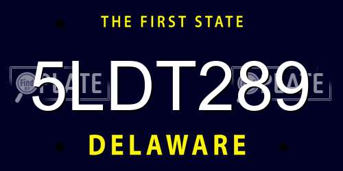 5LDT289 Delaware License Plate