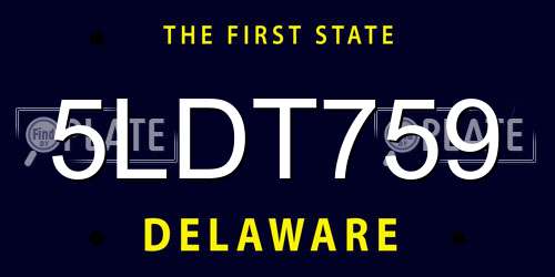 5LDT759 Delaware License Plate