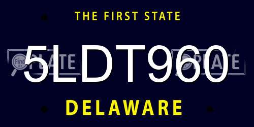 5LDT960 Delaware License Plate
