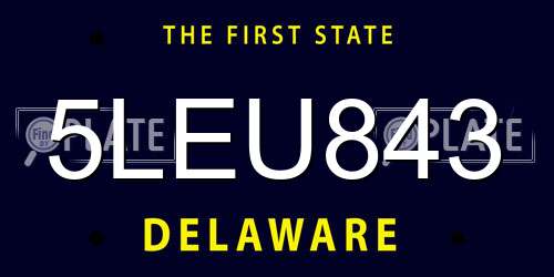 5LEU843 Delaware License Plate