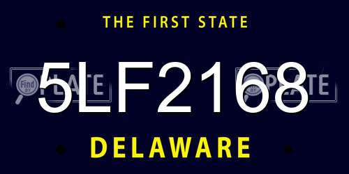 5LF2168 Delaware License Plate