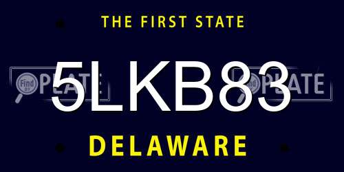 5LKB83 Delaware License Plate