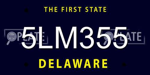 5LM355 Delaware License Plate