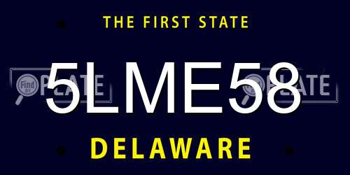 5LME58 Delaware License Plate