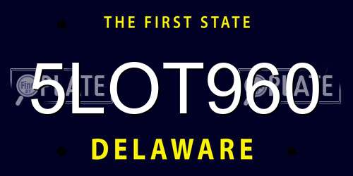 5LOT960 Delaware License Plate