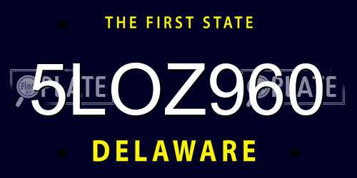 5LOZ960 Delaware License Plate