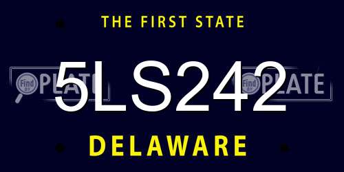 5LS242 Delaware License Plate