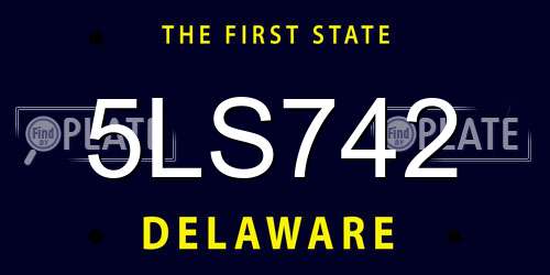 5LS742 Delaware License Plate