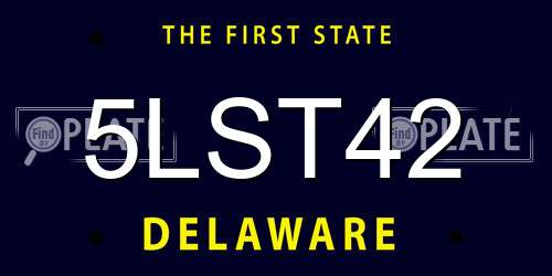 5LST42 Delaware License Plate