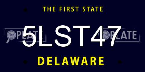 5LST47 Delaware License Plate