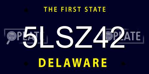 5LSZ42 Delaware License Plate
