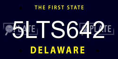 5LTS642 Delaware License Plate