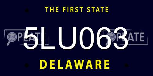 5LU063 Delaware License Plate