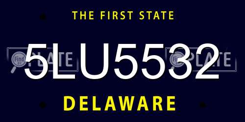 5LU5532 Delaware License Plate
