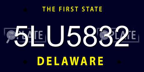 5LU5832 Delaware License Plate