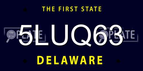 5LUQ63 Delaware License Plate
