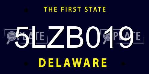 5LZB019 Delaware License Plate