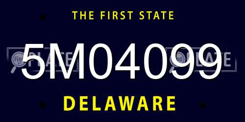 5M04099 Delaware License Plate