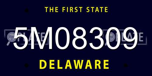 5M08309 Delaware License Plate