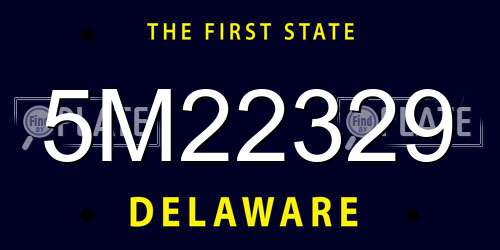 5M22329 Delaware License Plate