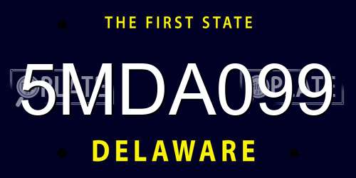 5MDA099 Delaware License Plate