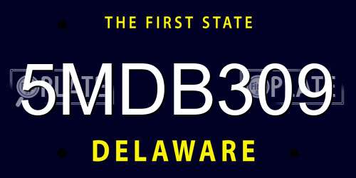 5MDB309 Delaware License Plate