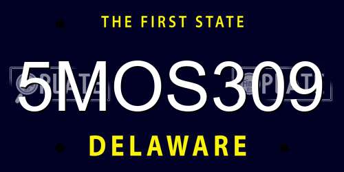5MOS309 Delaware License Plate