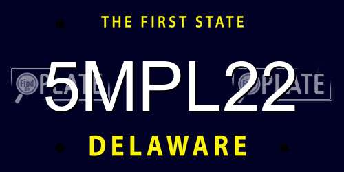 5MPL22 Delaware License Plate