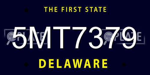 5MT7379 Delaware License Plate