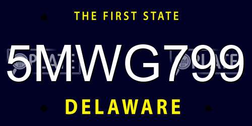 5MWG799 Delaware License Plate