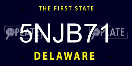 5NJB71 Delaware License Plate