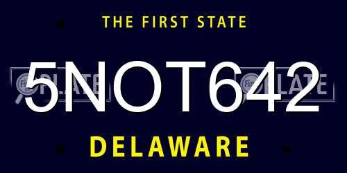 5NOT642 Delaware License Plate