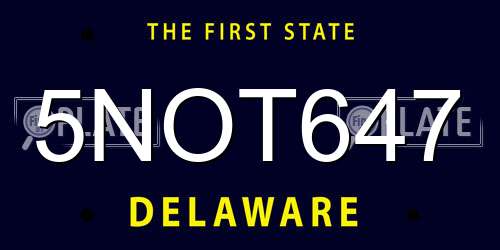 5NOT647 Delaware License Plate