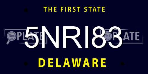 5NRI83 Delaware License Plate
