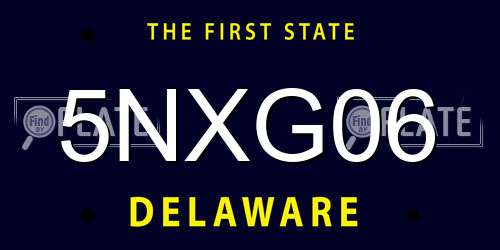 5NXG06 Delaware License Plate