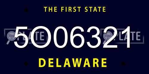 5O06321 Delaware License Plate