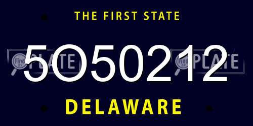 5O50212 Delaware License Plate